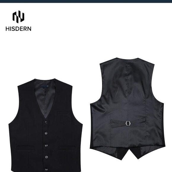 Classic V-Neck Cotton Blend Men's Waistcoat - Size Medium for Weddings & More - Picture 5 of 6
